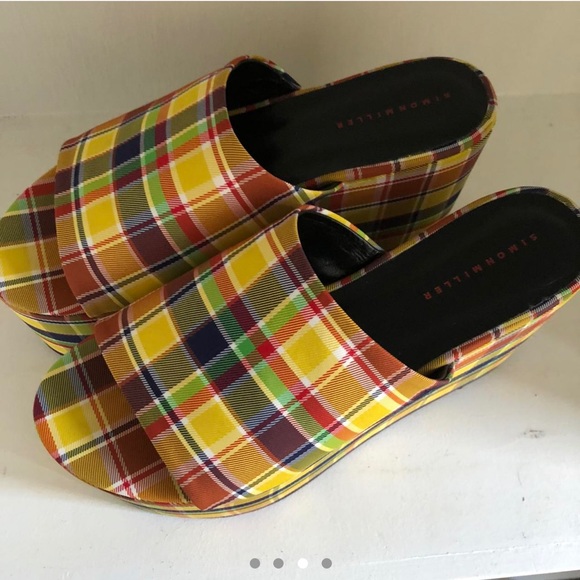 Simon Miller plaid yellow blackout platform sandals. - Picture 4 of 4